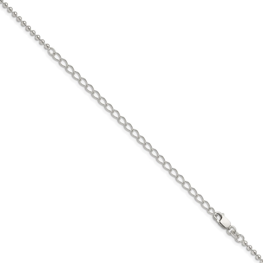 22 Inch Sterling Silver 2.35mm Beaded Chain W/4In Ext.