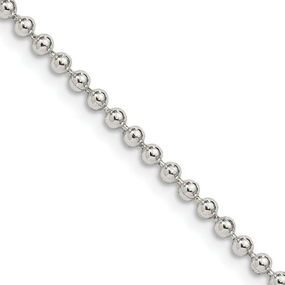 24 Inch Sterling Silver 2.35mm Beaded Chain Necklace