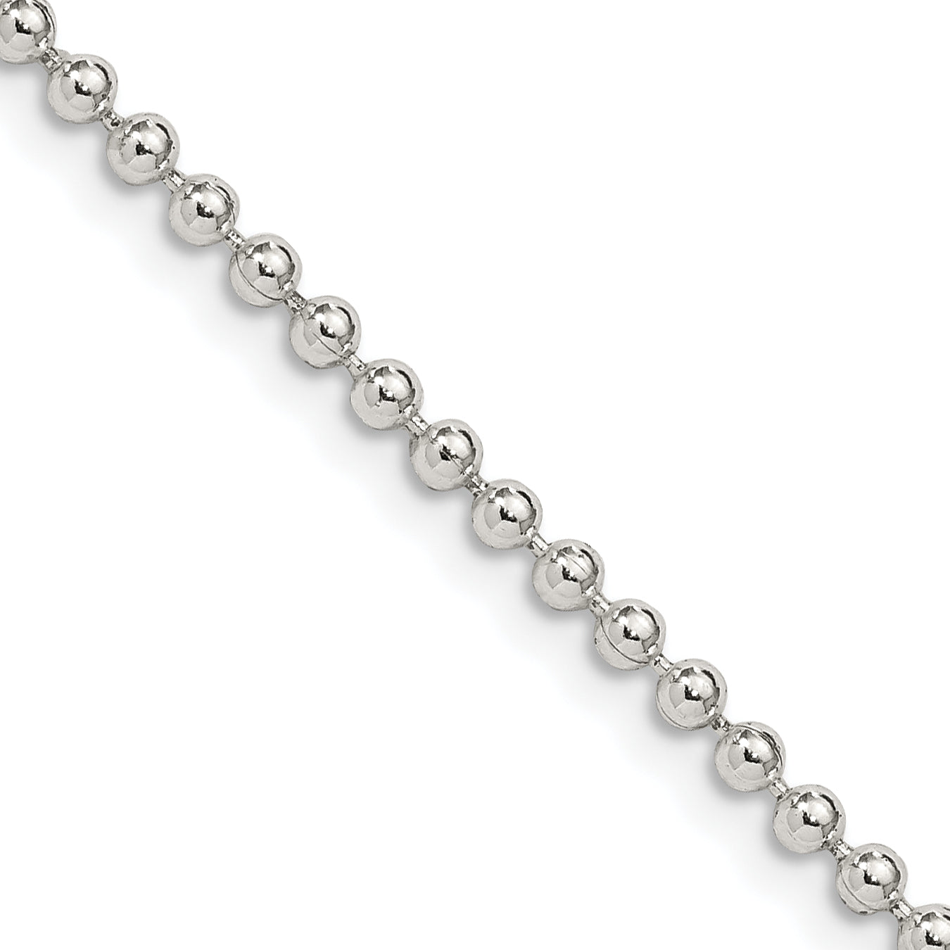 30 Inch Sterling Silver 2.35mm Beaded Chain Necklace