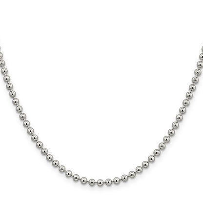 16 Inch Sterling Silver 3mm Beaded Chain Necklace