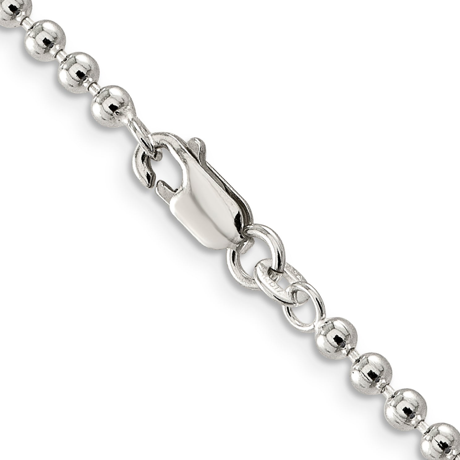 24 Inch Sterling Silver 3mm Beaded Chain Necklace