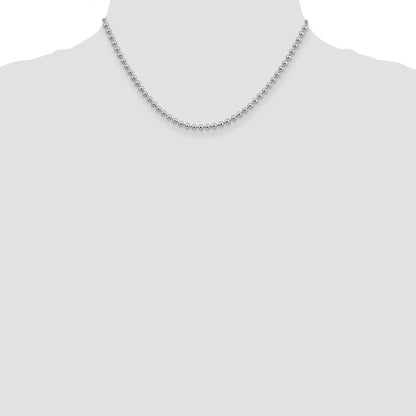 16 Inch Sterling Silver 3mm Beaded Chain Necklace