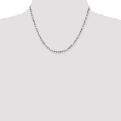 18 Inch Sterling Silver 3mm Beaded Chain Necklace