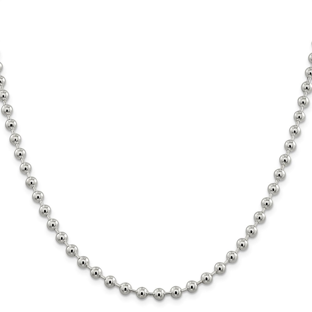 20 Inch Sterling Silver 5mm Beaded Chain Necklace