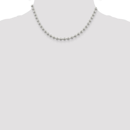 16 Inch Sterling Silver 5mm Beaded Chain Necklace