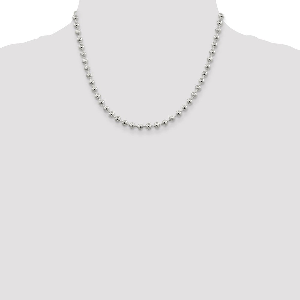 18 Inch Sterling Silver 5mm Beaded Chain Necklace