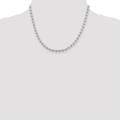 18 Inch Sterling Silver 5mm Beaded Chain Necklace
