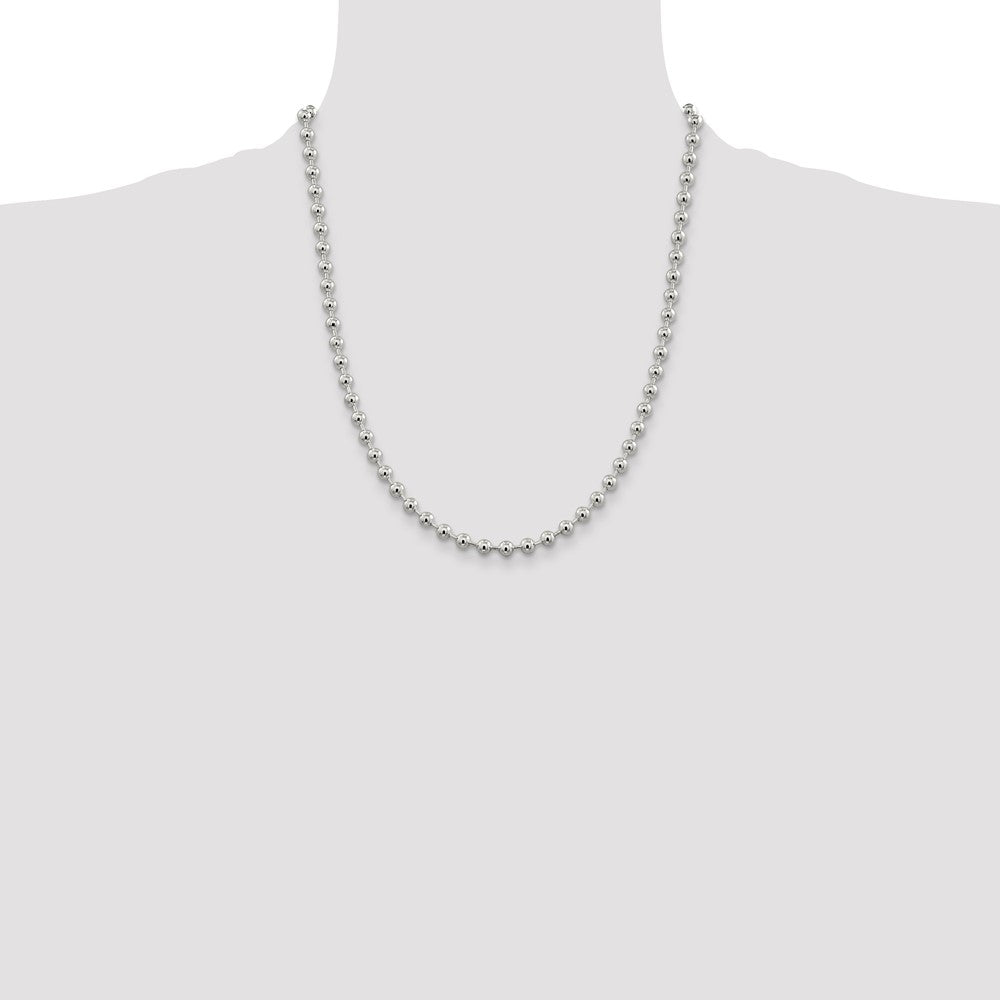 22 Inch Sterling Silver 5mm Beaded Chain Necklace