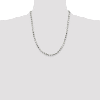 22 Inch Sterling Silver 5mm Beaded Chain Necklace