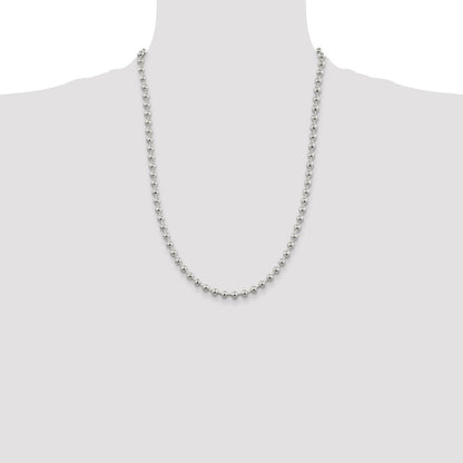 24 Inch Sterling Silver 5mm Beaded Chain Necklace
