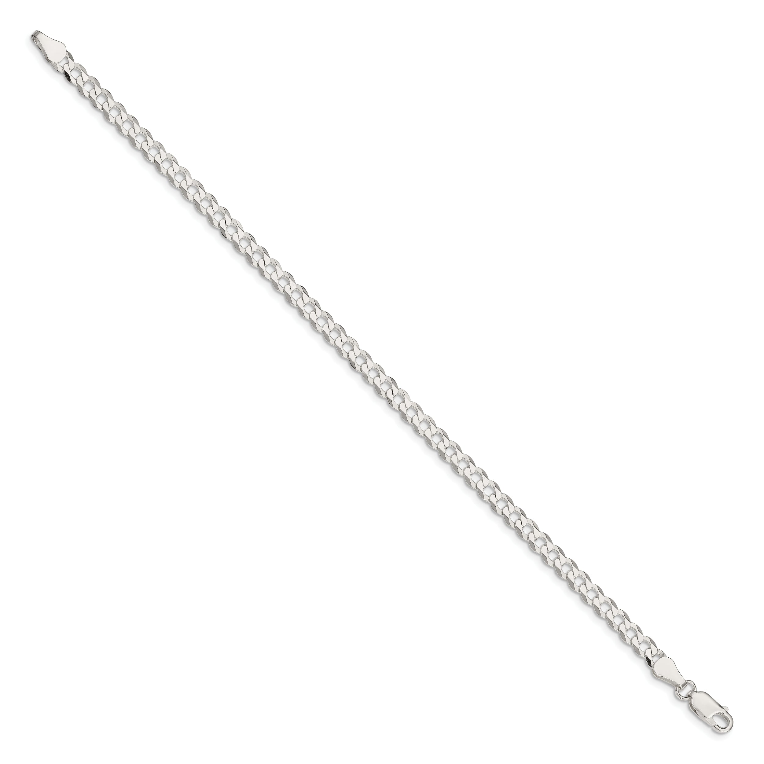 7 Inch Sterling Silver 4.7mm Flat Curb Chain Bracelet
