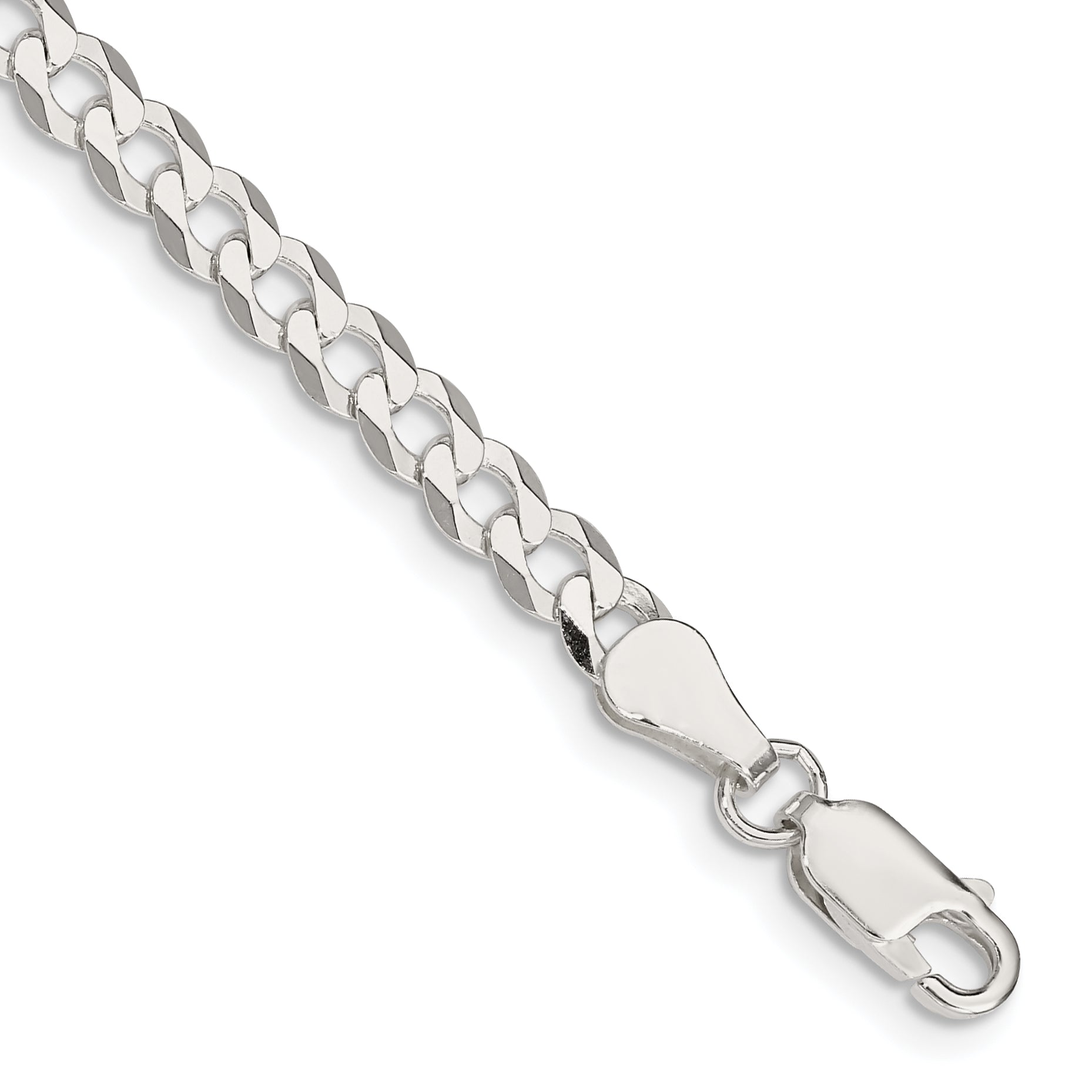 7 Inch Sterling Silver 4.7mm Flat Curb Chain Bracelet