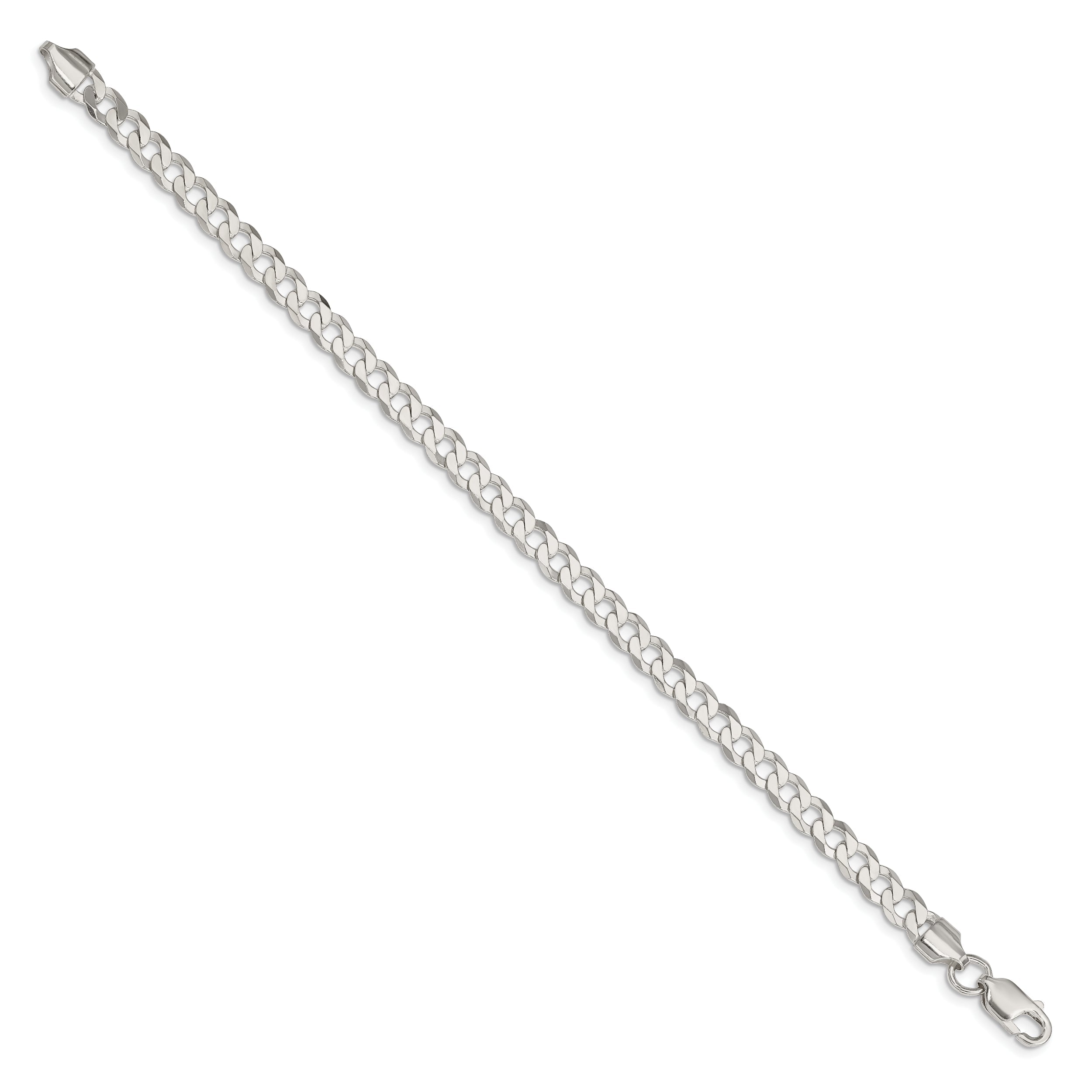 7 Inch Sterling Silver 5.75mm Flat Curb Chain Bracelet