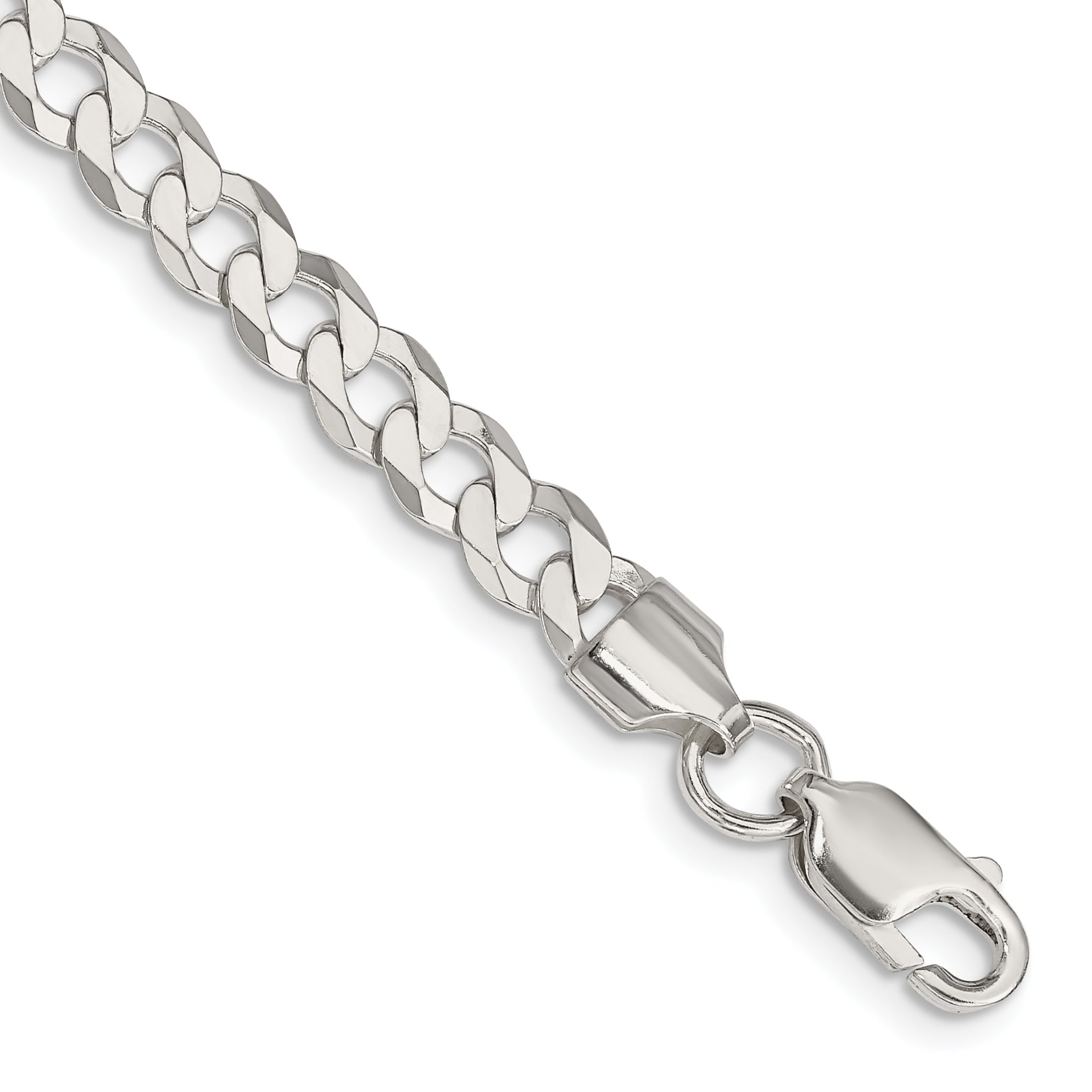7 Inch Sterling Silver 5.75mm Flat Curb Chain Bracelet