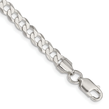 7 Inch Sterling Silver 5.75mm Flat Curb Chain Bracelet