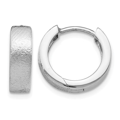 Sterling Silver Ss Rh Plated Radiant Essence Textured Huggie Hoop Earrings