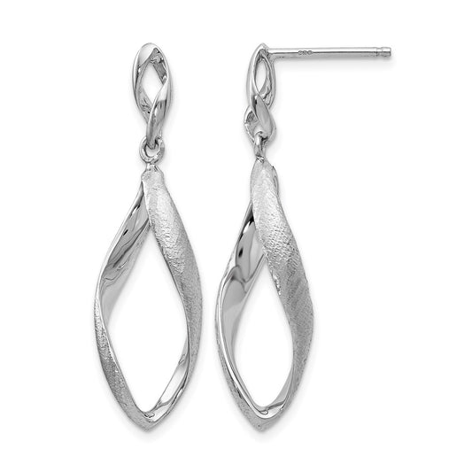 Sterling Silver Ss Rh Plated Radiant Essence Textured Post Dangle Earrings