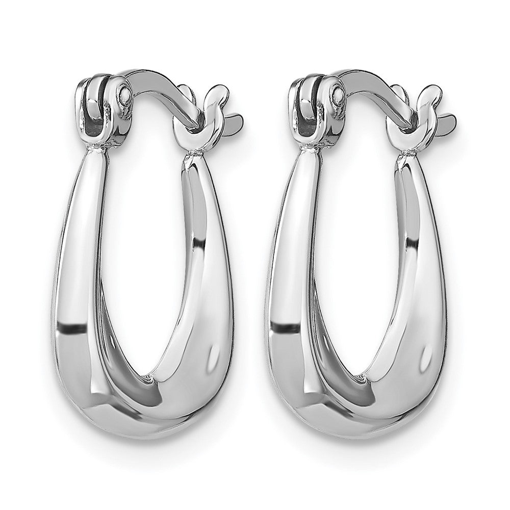 Sterling Silver Rhodium Plated Huggie Earrings