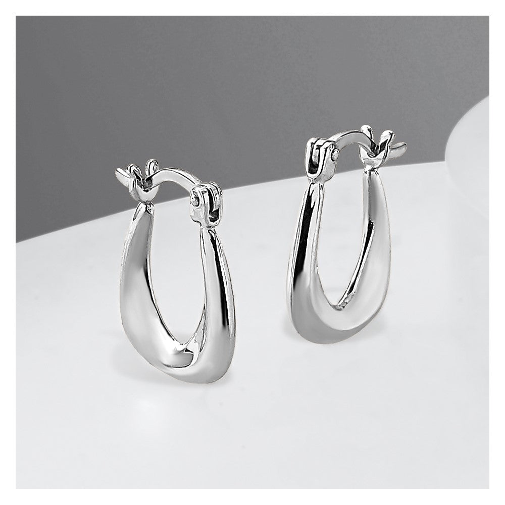 Sterling Silver Rhodium Plated Huggie Earrings