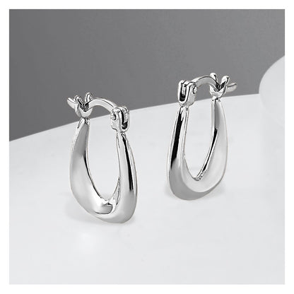 Sterling Silver Rhodium Plated Huggie Earrings