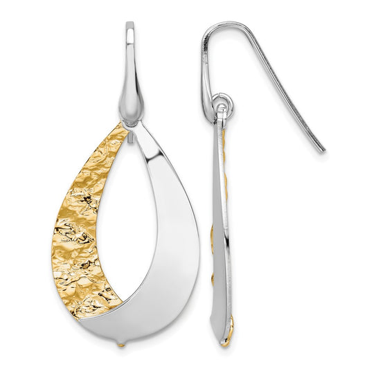 Gold Plated Sterling Silver Rhod D/C Dangle Earrings