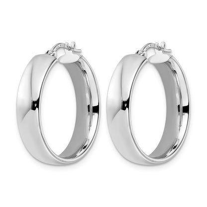 Sterling Silver Rhod Plated Polished Hoop Earrings