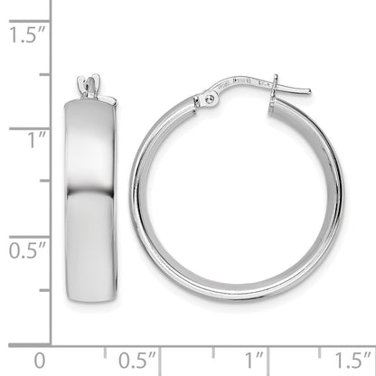 Sterling Silver Rhod Plated Polished Hoop Earrings