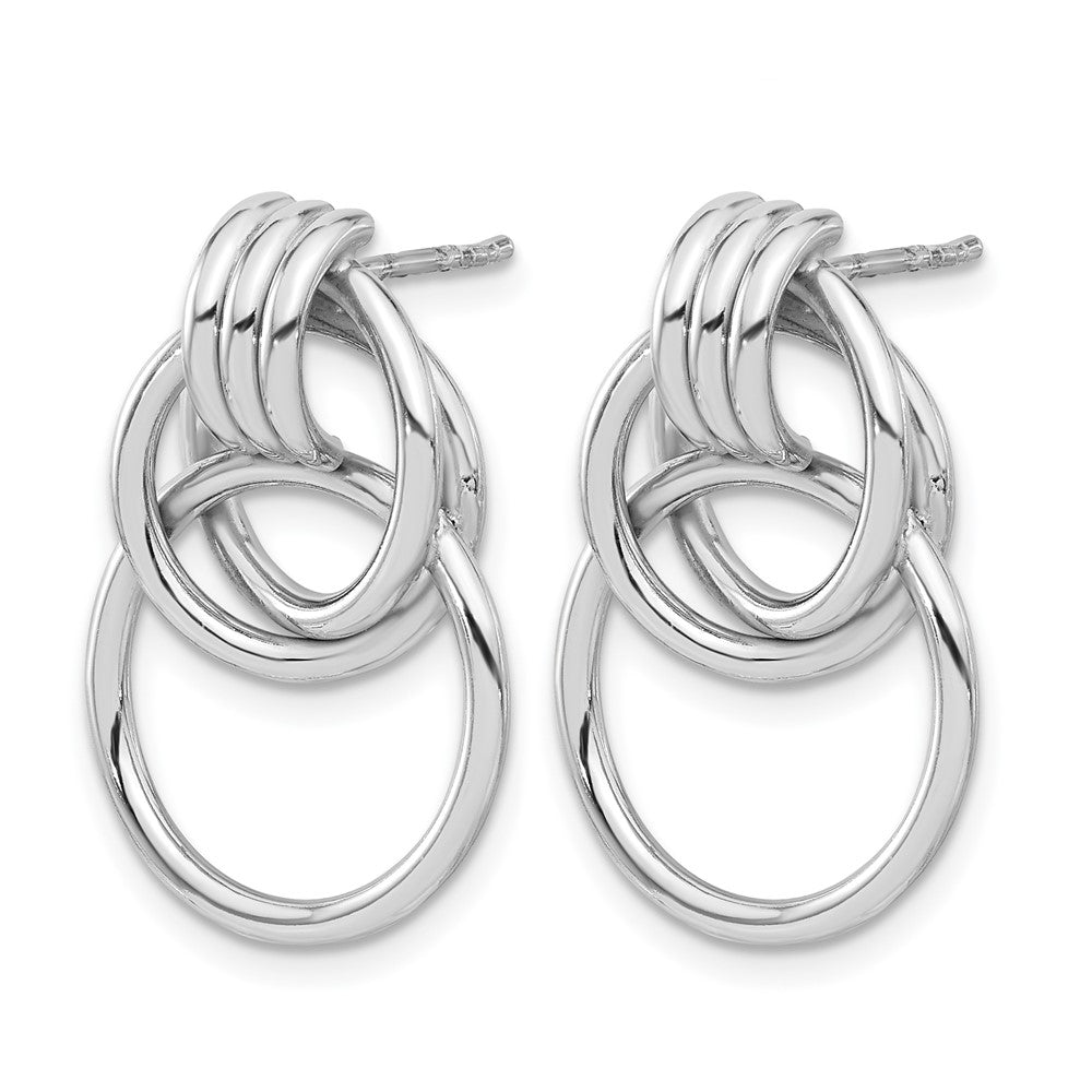 Sterling Silver Rh Plated Polished Circle Drop Post Earrings