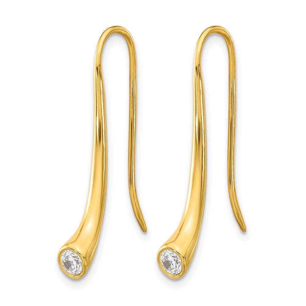 Sterling Silver Gold Tone Cz Threader Drop Earrings