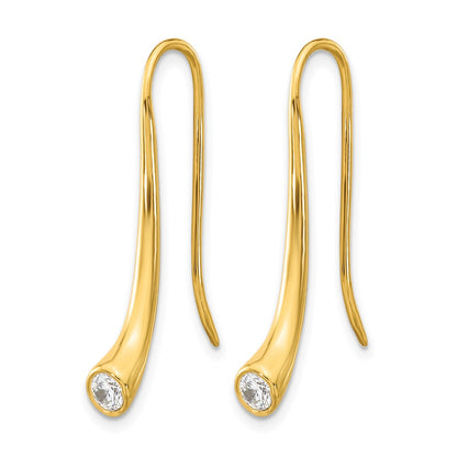 Sterling Silver Gold Tone Cz Threader Drop Earrings