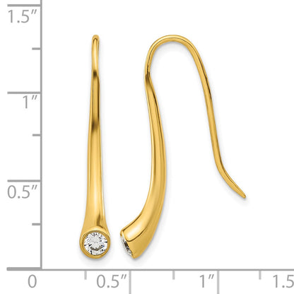 Sterling Silver Gold Tone Cz Threader Drop Earrings