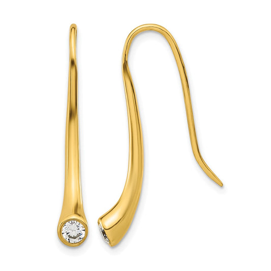 Sterling Silver Gold Tone Cz Threader Drop Earrings