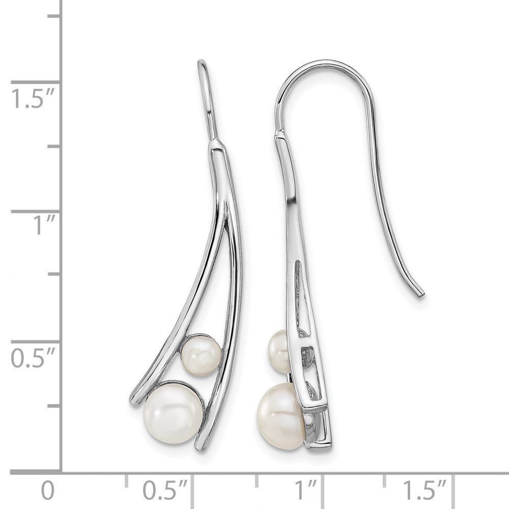 Sterling Silver Rhodium Plated Fwc Pearl Drop Earrings