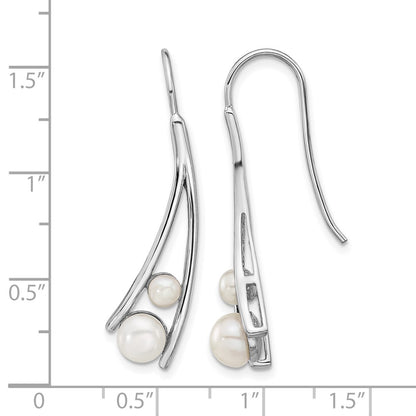 Sterling Silver Rhodium Plated Fwc Pearl Drop Earrings