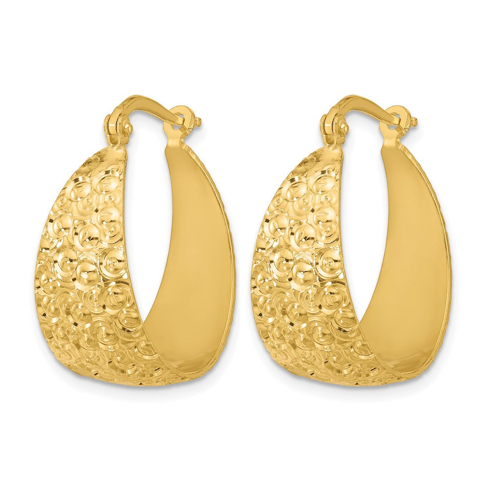 Gold Plated Sterling Silver Tone Textured Hoop Earrings