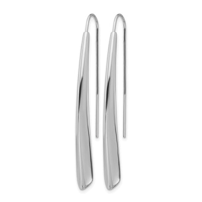 Sterling Silver Rhodium Plate Polished Drop Bar Threader Earrings