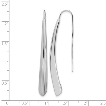 Sterling Silver Rhodium Plate Polished Drop Bar Threader Earrings