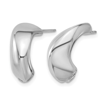 Sterling Silver Rhodium Plated Polished J Hoop Earrings
