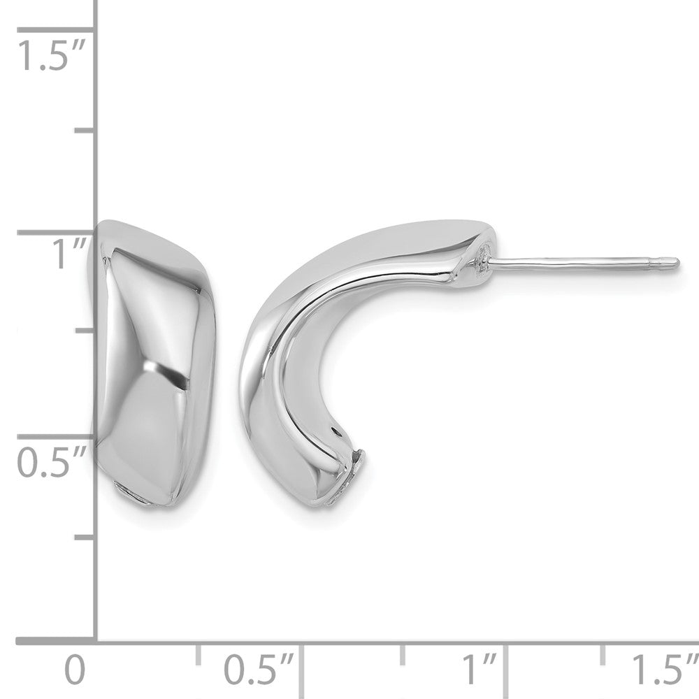 Sterling Silver Rhodium Plated Polished J Hoop Earrings