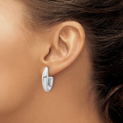 Sterling Silver Rhodium Plated Polished J Hoop Earrings