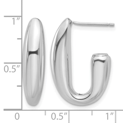 Sterling Silver Rhodium Plated Polished J Hoop Earrings