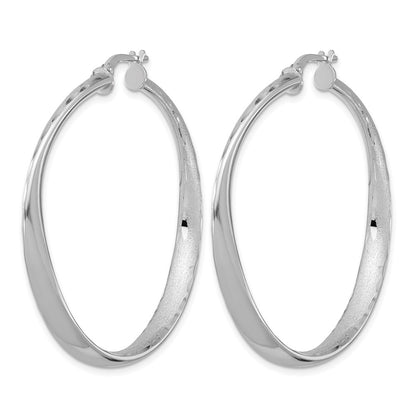Sterling Silver Rhodium Plated Polished Hoop Earrings