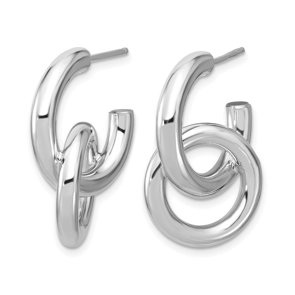 Sterling Silver Rh Plated Polished Circle Drop Post Earrings