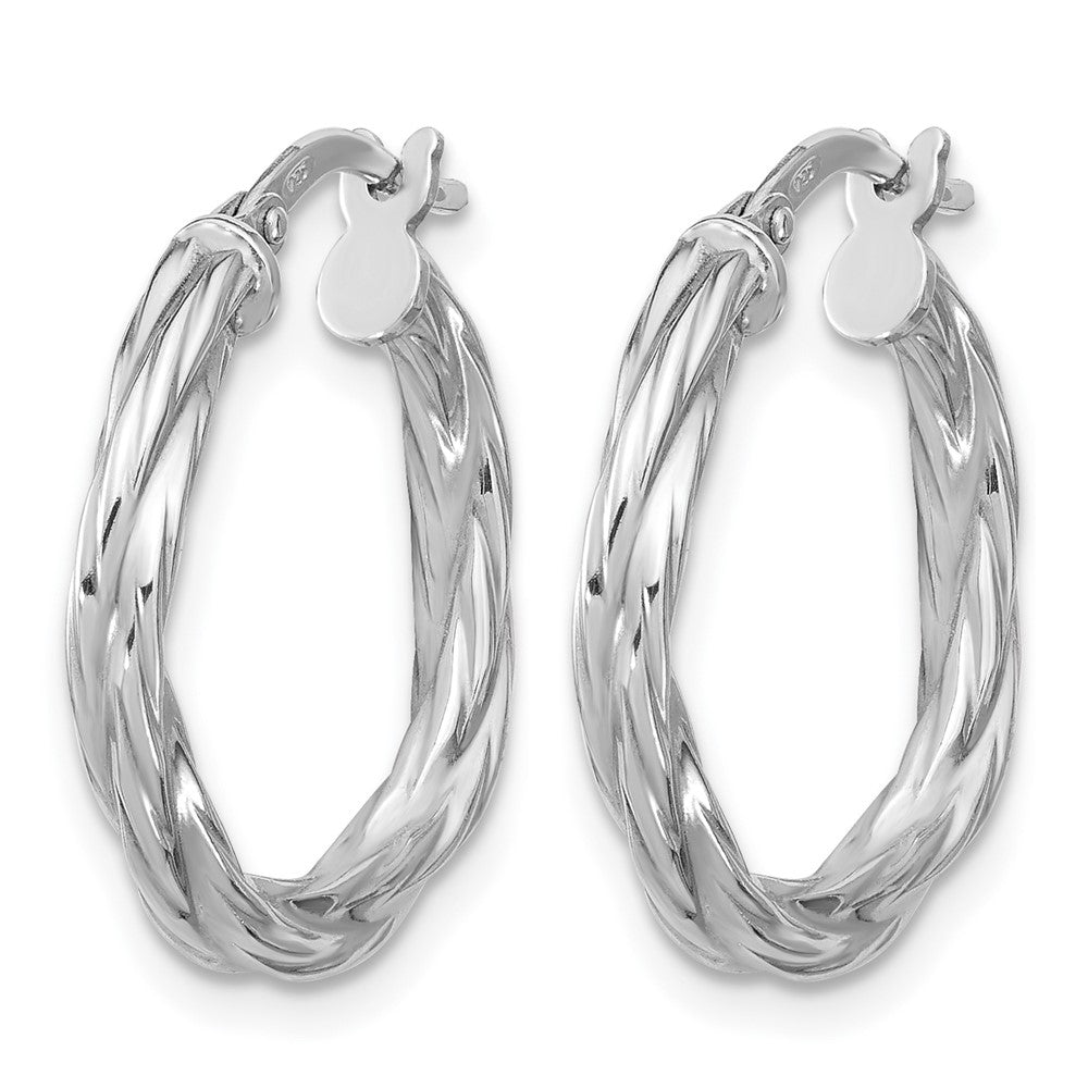 Sterling Silver Rh Plated Polished Twisted Hoop Earrings