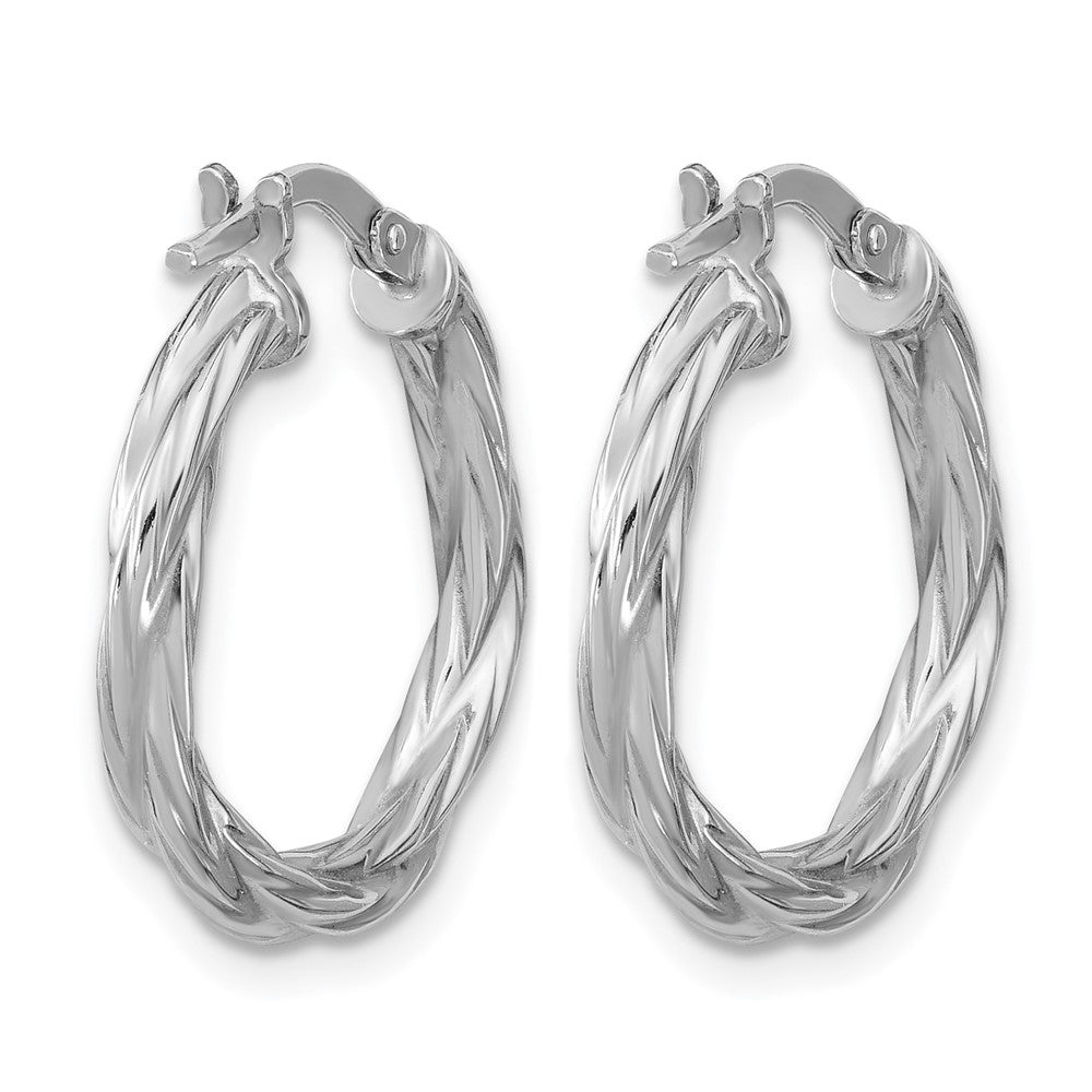 Sterling Silver Rh Plated Polished Twisted Hoop Earrings