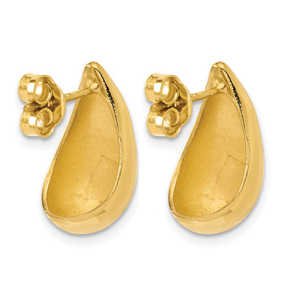 Gold Plated Sterling Silver Plt Polished Puff Teardrop Post Earrings
