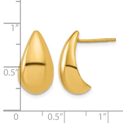 Gold Plated Sterling Silver Plt Polished Puff Teardrop Post Earrings