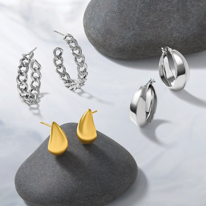 Gold Plated Sterling Silver Plt Polished Puff Teardrop Post Earrings