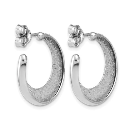 Sterling Silver Ss Rh Plt Radiant Essence Polish/Textured Post J Hoop Earrings