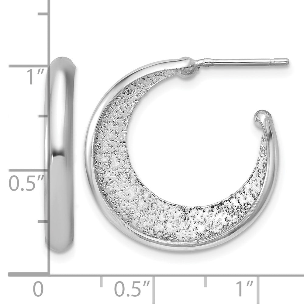 Sterling Silver Ss Rh Plt Radiant Essence Polish/Textured Post J Hoop Earrings